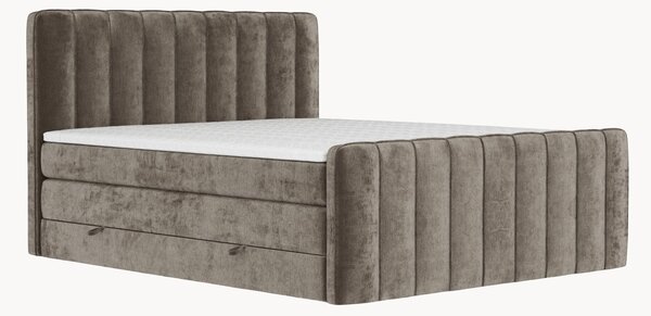 Letto boxspring in ciniglia fatto a mano con contenitore Novara, H4