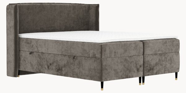 Letto boxspring in ciniglia fatto a mano con contenitore Segni