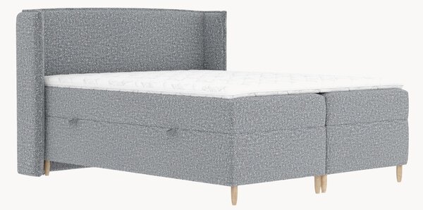 Letto boxspring in bouclé fatto a mano con contenitore Segni