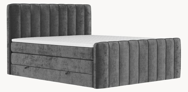Letto boxspring in ciniglia fatto a mano con contenitore Novara, H4
