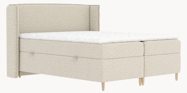 Letto boxspring in bouclé fatto a mano con contenitore Segni