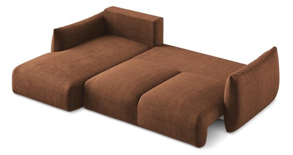 Divano angolare color terracotta allungabile (con penisola a sinistra/con chaise lounge) Leila – Makamii