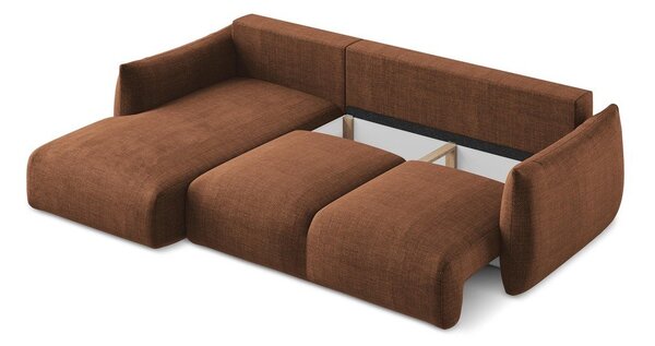 Divano angolare color terracotta allungabile (con penisola a sinistra/con chaise lounge) Leila – Makamii