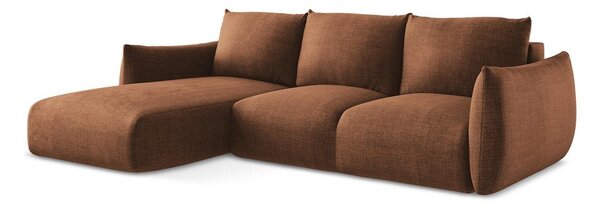 Divano angolare color terracotta allungabile (con penisola a sinistra/con chaise lounge) Leila – Makamii