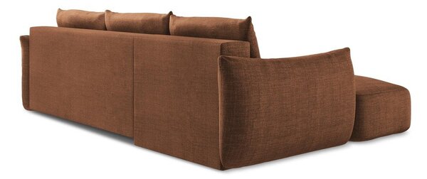 Divano angolare color terracotta allungabile (con penisola a sinistra/con chaise lounge) Leila – Makamii