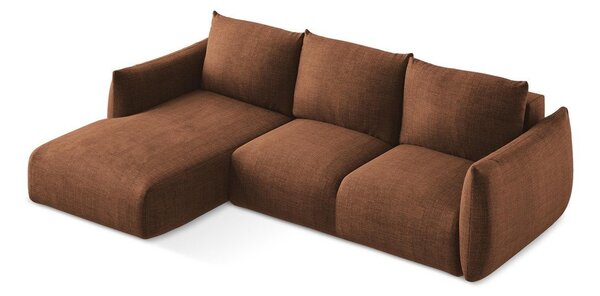 Divano angolare color terracotta allungabile (con penisola a sinistra/con chaise lounge) Leila – Makamii