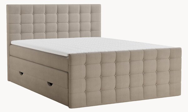 Letto boxspring in velluto a coste fatto a mano con contenitore Tasca, H3