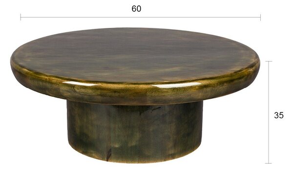 Tavolino da salotto rotondo verde in mango massiccio ø 60 cm Mush – Dutchbone