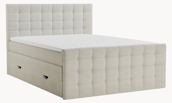 Letto boxspring in velluto a coste fatto a mano con contenitore Tasca, H3