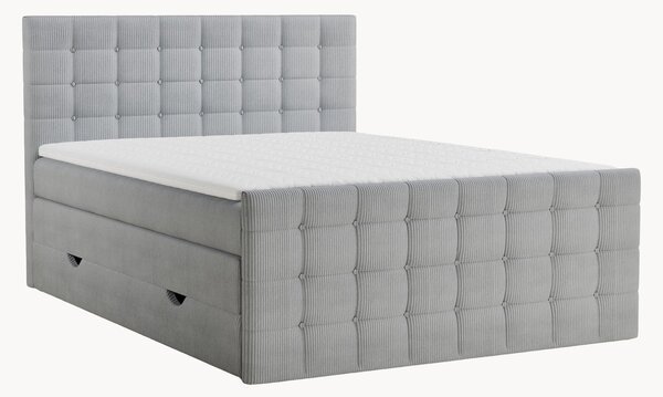 Letto boxspring in velluto a coste fatto a mano con contenitore Tasca, H3