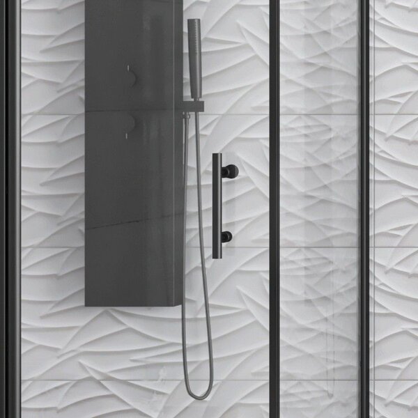 Kamalu box doccia finitura nera 70x70cm battente e fisso | kpx2800n