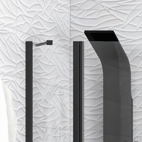 Kamalu box doccia finitura nera 70x70cm battente e fisso | kpx2800n
