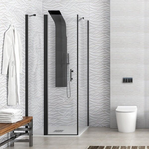 Kamalu box doccia finitura nera 70x70cm battente e fisso | kpx2800n