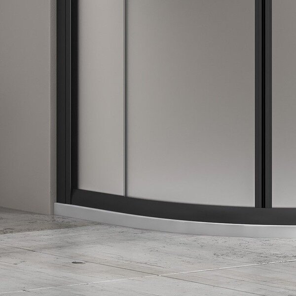 Kamalu box doccia semicircolare 90x90 telaio nero vetro satinato | kf2000bs