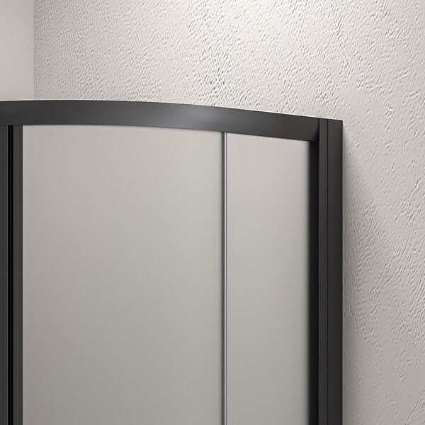 Kamalu box doccia semicircolare 90x90 telaio nero vetro satinato | kf2000bs