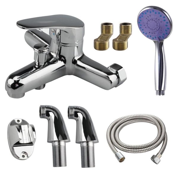 Miscelatore monocomando per vasca da bagno, da montare a parete, in acciaio inossidabile, completo di accessori per il montaggio
