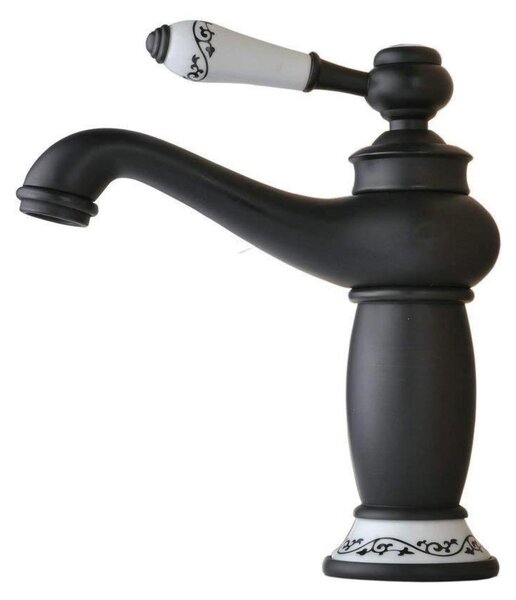 Miscelatore per lavabo in ottone nero, finitura bronzo spazzolato, attacco da 3/8 di pollice