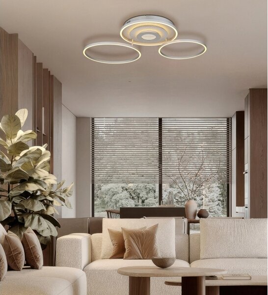 Globo 67824-40 - Plafoniera LED dimmerabile MILES 40W/230V 57x99,2 cm argento + telecomando incluso