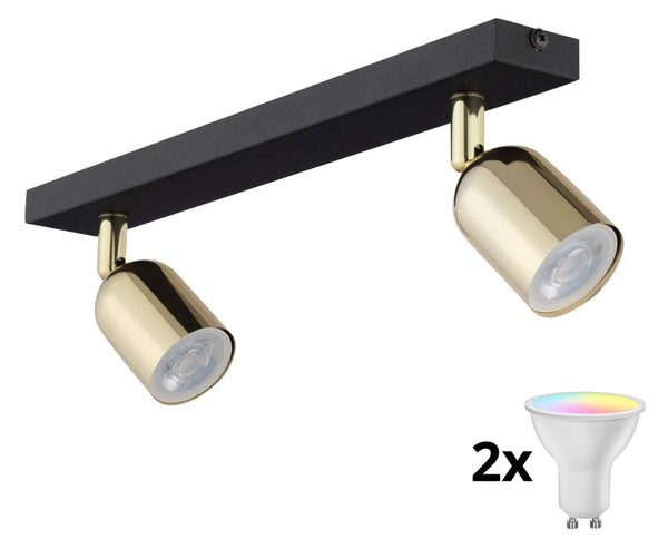 Faretto LED RGBW dimmerabile TOP 2xGU10/6,5W/230V 2700-6500K nero/oro