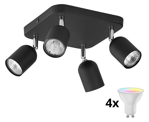 LED RGBW Faretto dimmerabile TOP 4xGU10/6,5W/230V 2700-6500K nero