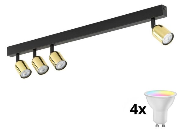 Faretto LED RGBW dimmerabile TOP 4xGU10/6,5W/230V 2700-6500K nero/oro