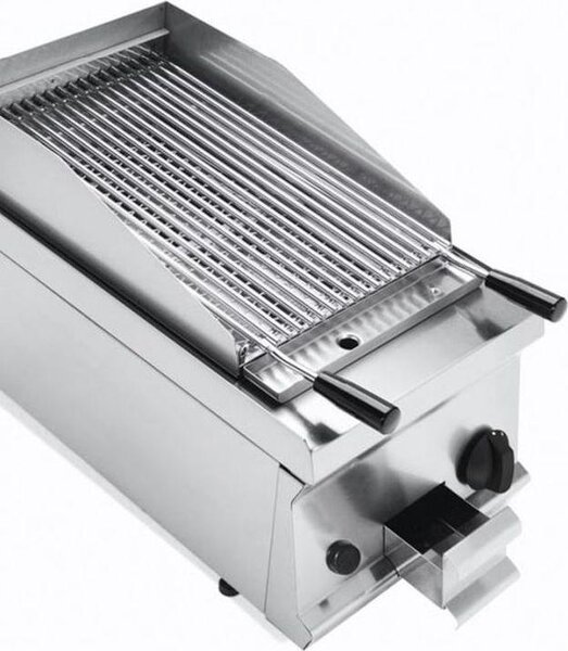 Griglia a gas con pietra lavica KBS, 1 zona di riscaldamento, griglia regolabile in altezza, accensione piezoelettrica, 6,9 kW