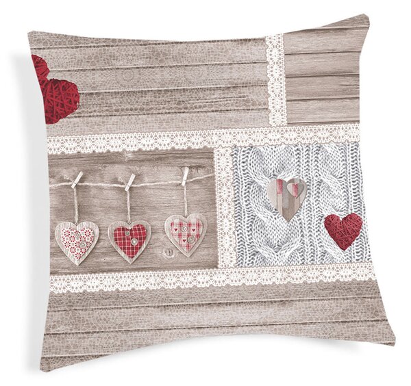 Federa cuscino Shabby love rosso 40x40 cm Made in Italy