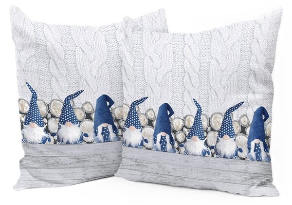 Federa cuscino Gnomi blu 40x40 cm Made in Italy