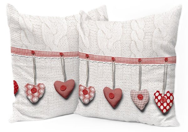 Federa cuscino Cuori appesi rosso 40x40 cm Made in Italy