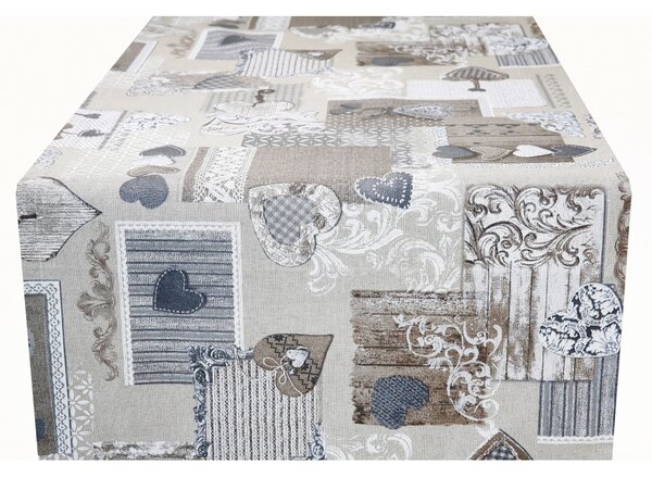 Runner Patchwork cuori taupe