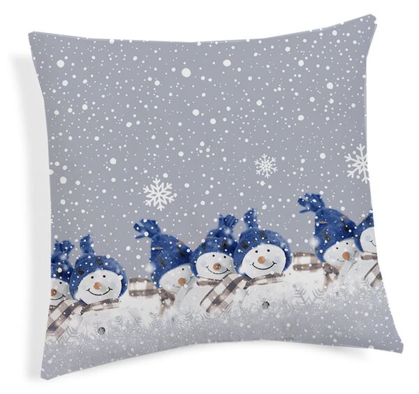 Federa cuscino Pupazzi di neve blu 40x40 cm Made in Italy