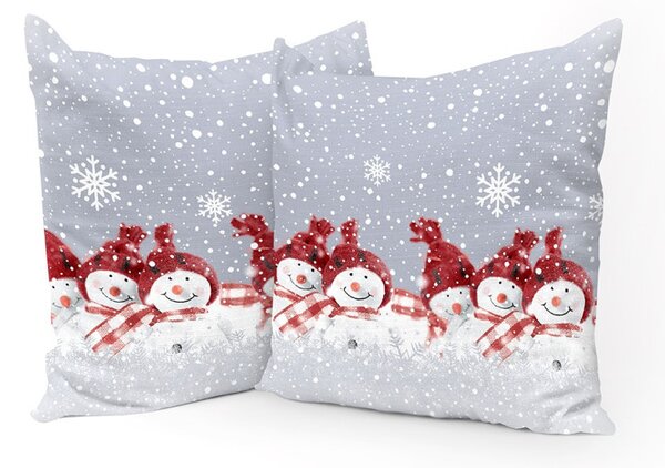 Federa cuscino Pupazzi di neve rosso 40x40 cm Made in Italy