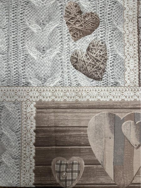 Tessuto di cotone Shabby love beige, h. 145 cm