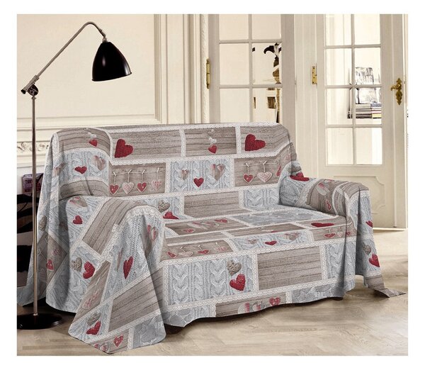 Coperta sul divano Shabby love rosso
