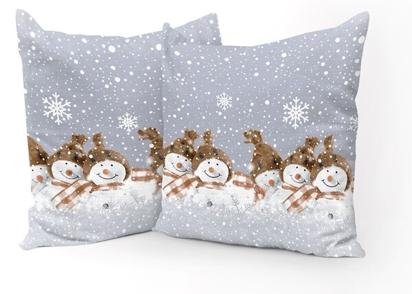 Federa cuscino Pupazzi di neve beige 40x40 cm Made in Italy