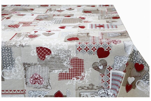 Tessuto al metro - tela - patchwork con cuori rossi