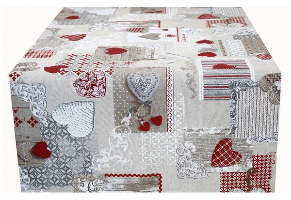 Tessuto al metro - tela - patchwork con cuori rossi