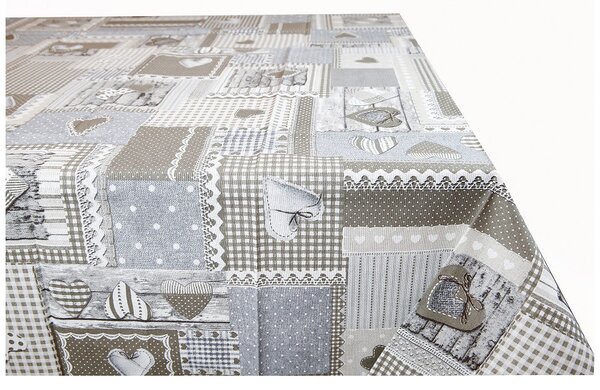 Tessuto cotone al metro - tela - cuori taupe