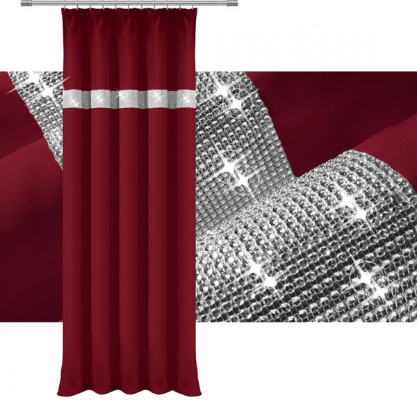 Tenda con nastro e zirconi 140x250 cm bordó