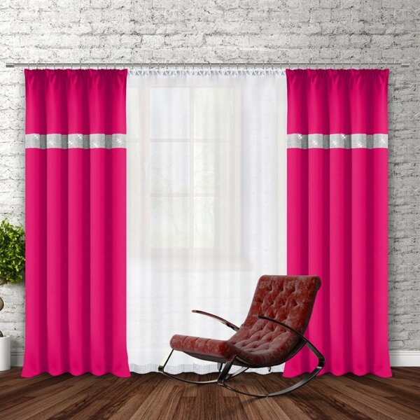 Tenda con nastro e zirconi 140x250 cm fucsia