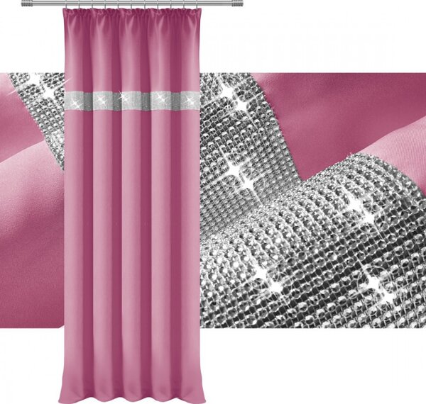 Tenda con nastro e zirconi 140x250 cm rosa