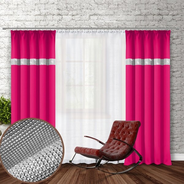 Tenda con nastro e zirconi 140x250 cm fucsia