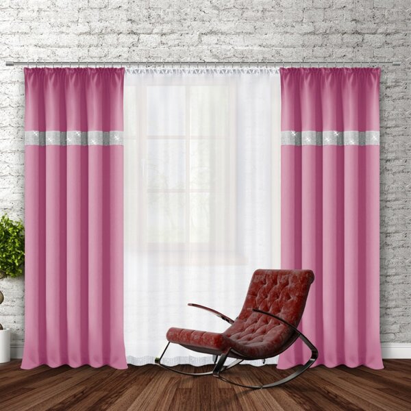 Tenda con nastro e zirconi 140x250 cm rosa