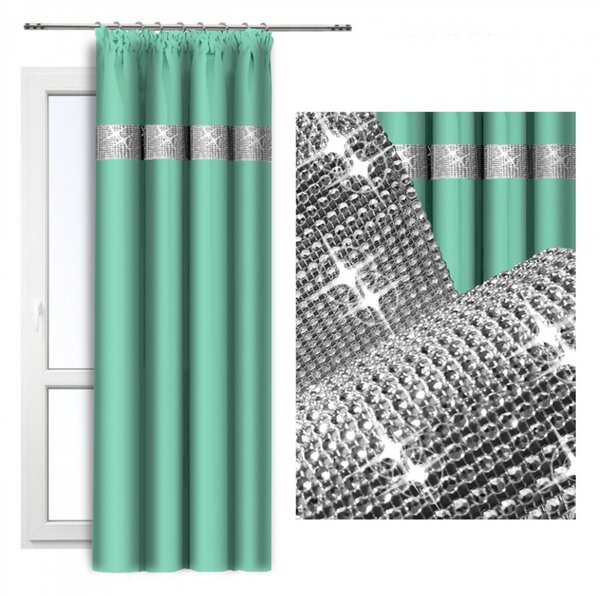 Tenda con nastro e zirconi 140x250 cm arancio pistacchio