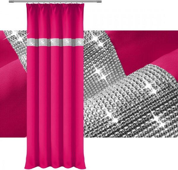 Tenda con nastro e zirconi 140x250 cm fucsia
