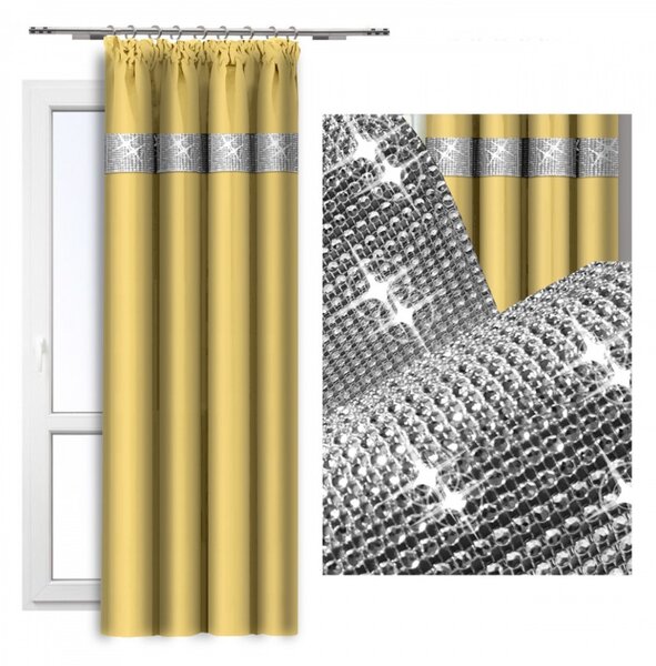 Tenda con nastro e zirconi 140x250 cm pastello giallo