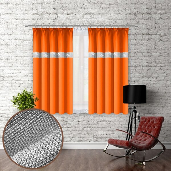 Tenda con nastro e zirconi 140x160 cm arancio