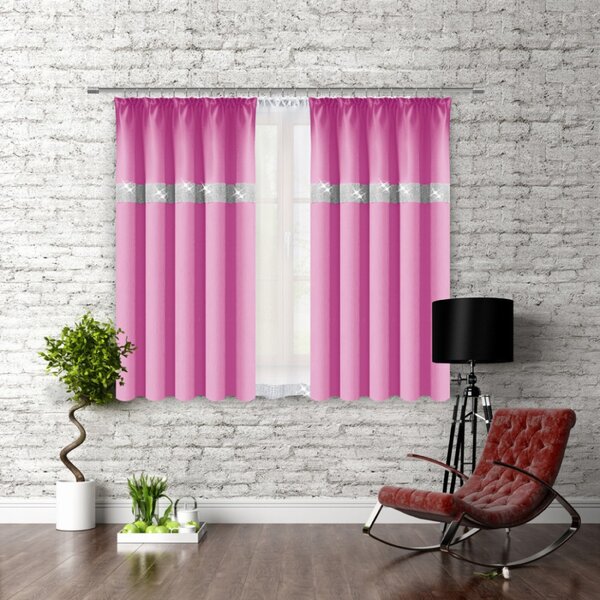 Tenda con nastro e zirconi 140x160 cm rosa chiaro