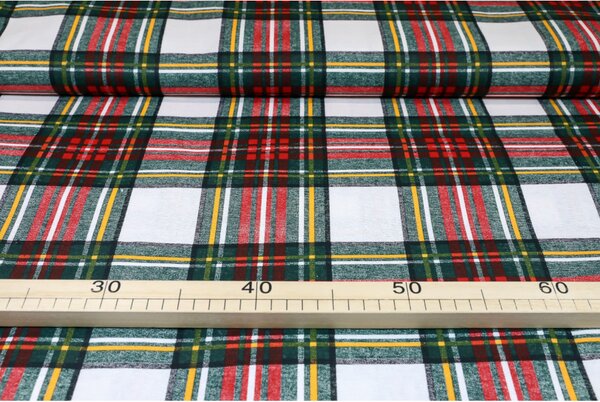 Tessuto cotone al metro - tela - cubo bianco scozzese, h. 140 cm