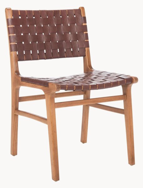 Set di 2 sedie in legno di mindi e pelle Taka